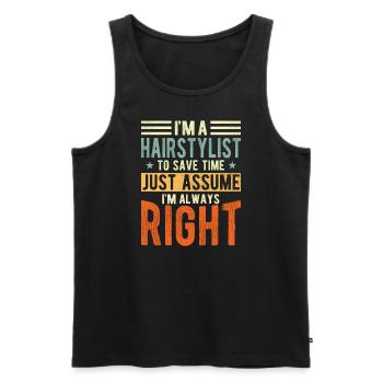 Friseur - Männer Premium Bio Tank Top - Schwarz - Vorne - Michal (187cm)