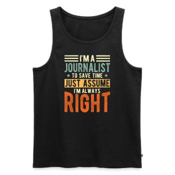 Journalist - Men's Premium Organic Tank Top - black - Front - Michal (187cm)