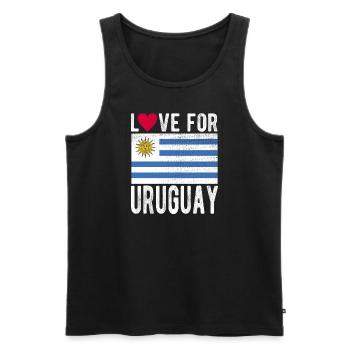 Uruguay Flag - Men's Premium Organic Tank Top - black - Front - AI Model Male 178 light (178cm)