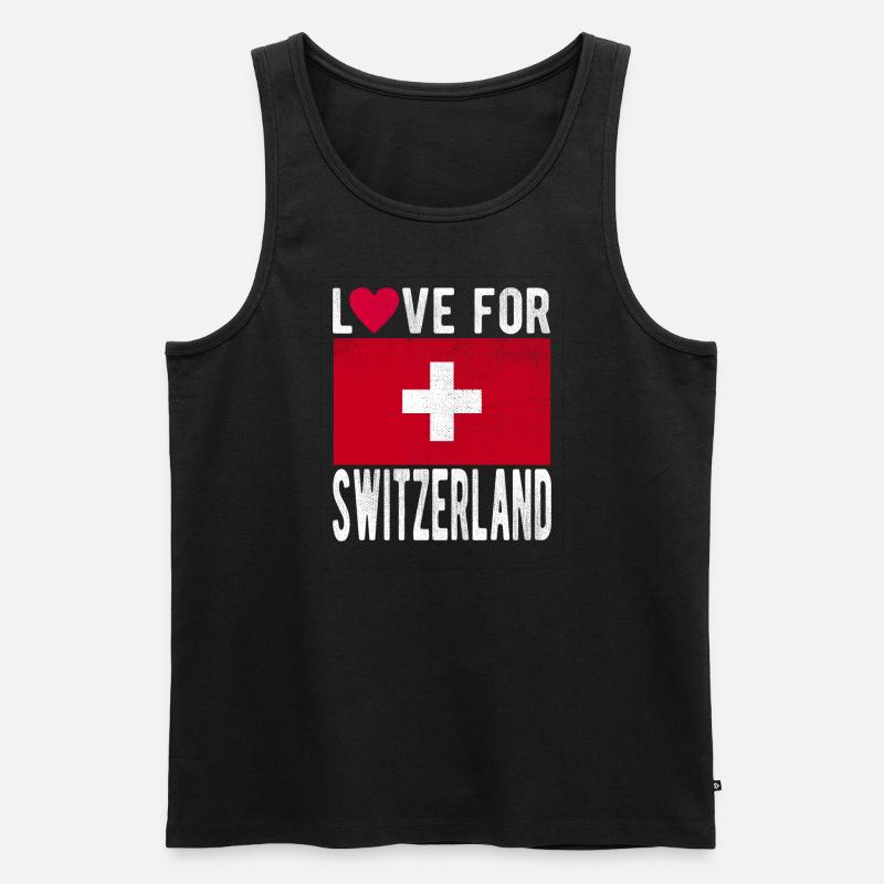 Schweiz Fahne - Männer Premium Bio Tank Top - Schwarz