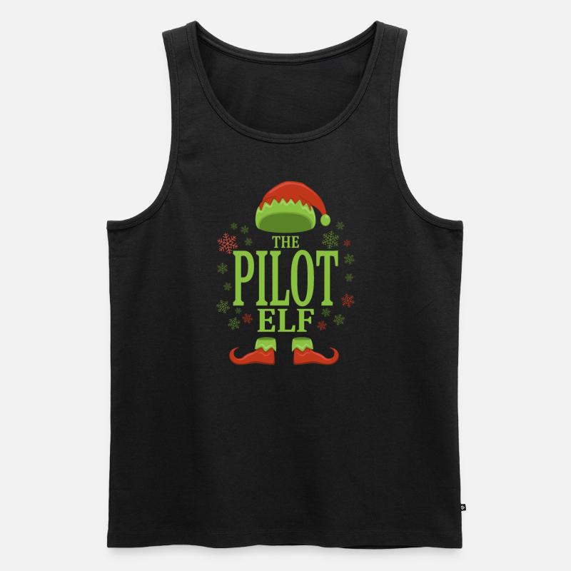 Pilot Weihnachtself - Männer Premium Bio Tank Top - Schwarz