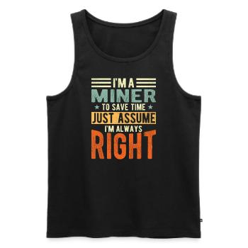 Miner - Men's Premium Organic Tank Top - black - Front - AI Model Male 178 light (178cm)