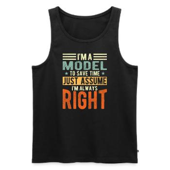 Modèle - Débardeur bio Premium Homme - noir - Devant - AI Model Male 178 light (178cm)