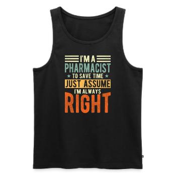Pharmacist - Men's Premium Organic Tank Top - black - Front - AI Model Male 178 light (178cm)