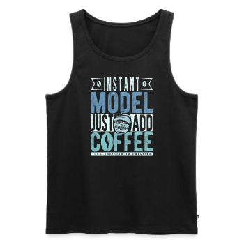 Modell Kaffee Spruch - Männer Premium Bio Tank Top - Schwarz - Vorne - AI Model Male 178 light (178cm)
