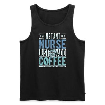 Krankenschwester Kaffee Spruch - Männer Premium Bio Tank Top - Schwarz - Vorne - Michal (187cm)
