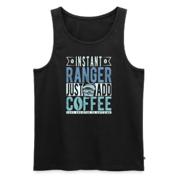 Ranger Coffee Quote - Men's Premium Organic Tank Top - black - Front - AI Model Male 178 light (178cm)