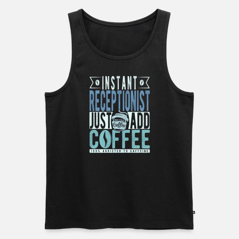 Rezeptionist Kaffee Spruch - Männer Premium Bio Tank Top - Schwarz
