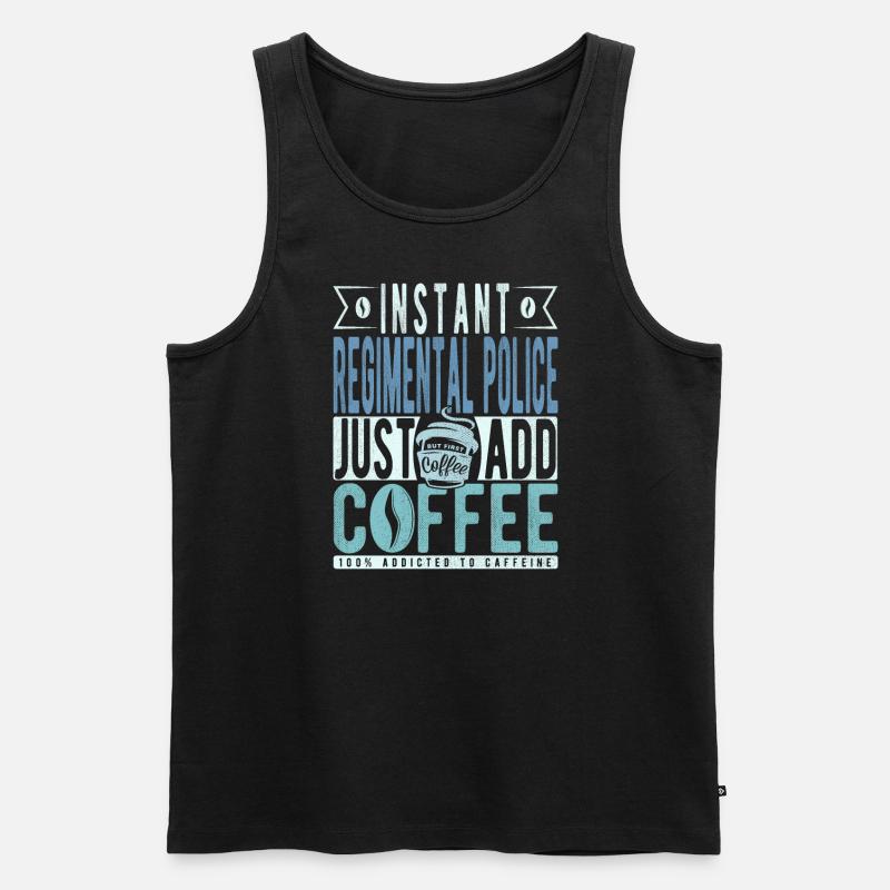 Regimentspolizei Kaffee Spruch - Männer Premium Bio Tank Top - Schwarz