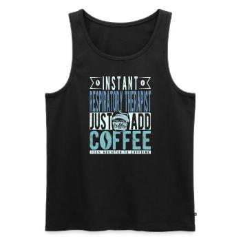 Dicton café inhalothérapeute - Débardeur bio Premium Homme - noir - Devant - Michal (187cm)