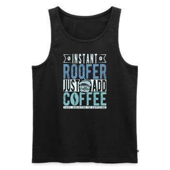 Dachdecker Kaffee Spruch - Männer Premium Bio Tank Top - Schwarz - Vorne - AI Model Male 178 light (178cm)