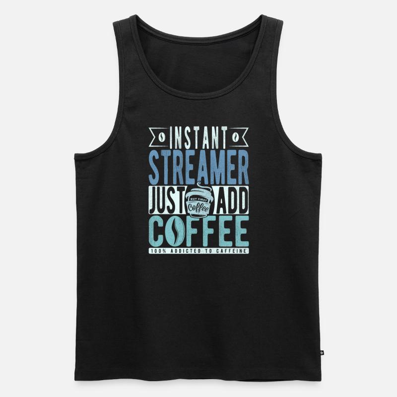 Streamer Kaffee Spruch - Männer Premium Bio Tank Top - Schwarz