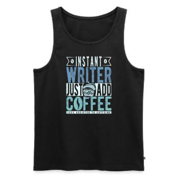 Writer Coffee Quote - Men's Premium Organic Tank Top - black - Front - Michal (187cm)
