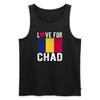 Chad Souvenir - Men's Premium Organic Tank Top - black - Front - AI Model Male 178 light (178cm)