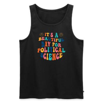 Political science - Men's Premium Organic Tank Top - black - Front - AI Model Male 178 light (178cm)