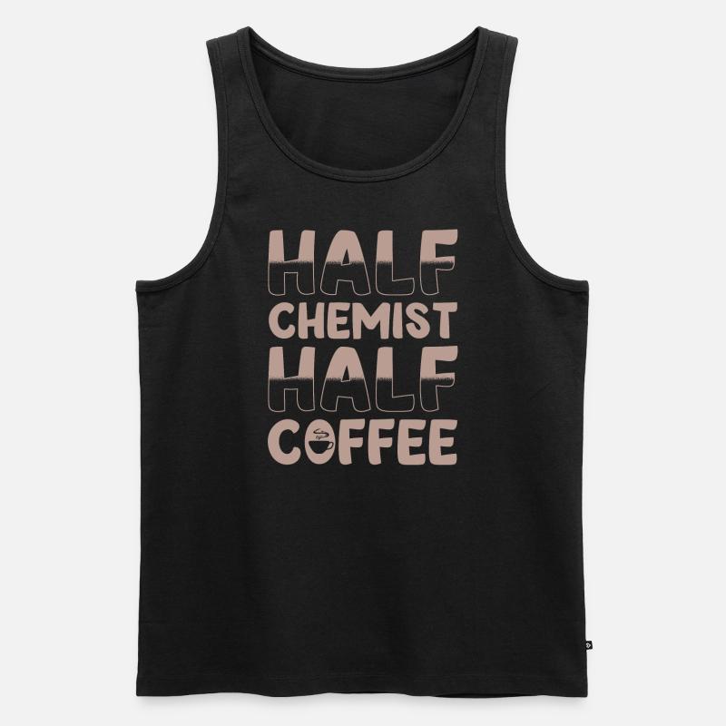 Halb Chemiker Halb Kaffee - Männer Premium Bio Tank Top - Schwarz