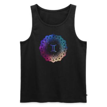 Zwillinge Sternzeichen Symbol Mandala - Männer Premium Bio Tank Top - Schwarz - Vorne - AI Model Male 178 light (178cm)