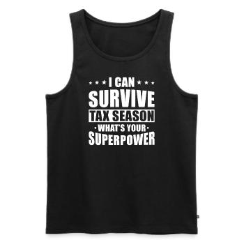 Buchhalter Spruch Steuersaison - Männer Premium Bio Tank Top - Schwarz - Vorne - AI Model Male 178 light (178cm)