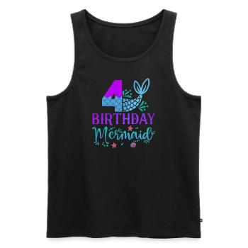 4th Birthday Mermaid - Men's Premium Organic Tank Top - black - Front - AI Model Male 178 light (178cm)