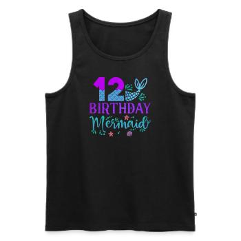 12e anniversaire Sirène - Débardeur bio Premium Homme - noir - Devant - AI Model Male 178 light (178cm)