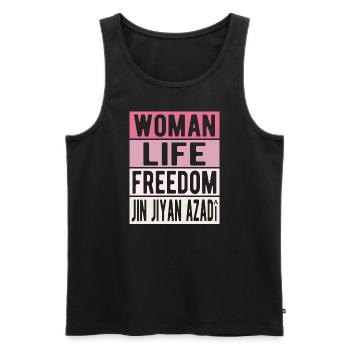Femme Vie Liberté Jin Jiyan Azadî - Débardeur bio Premium Homme - noir - Devant - Michal (187cm)