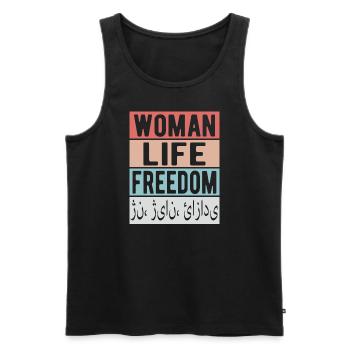 Frau Leben Freiheit Femme Liberté de vie - Débardeur bio Premium Homme - noir - Devant - AI Model Male 178 light (178cm)