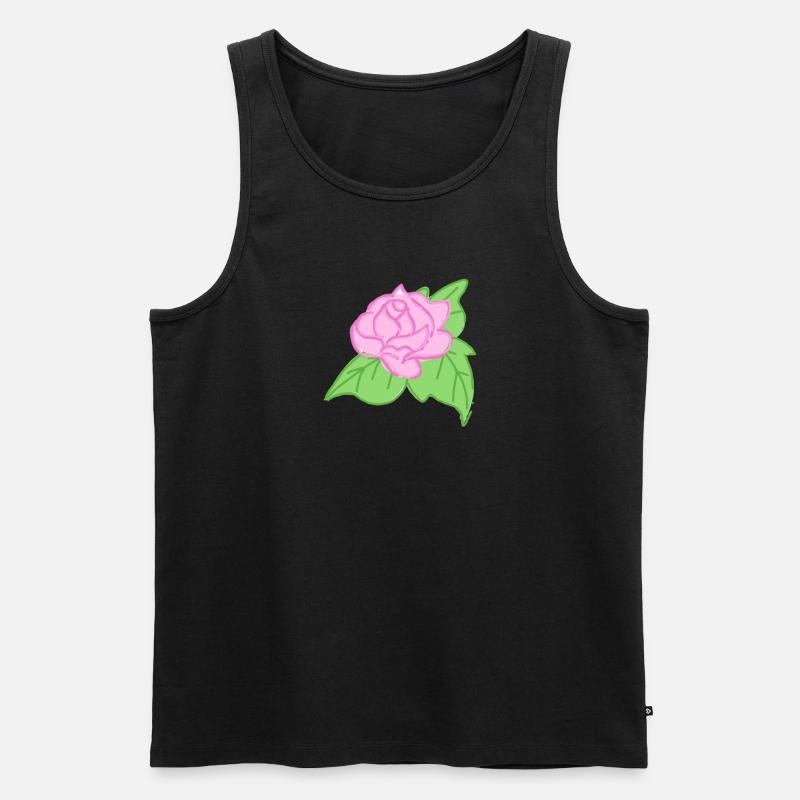 Rose Rote Rose Handgezeichnet - Männer Premium Bio Tank Top - Schwarz