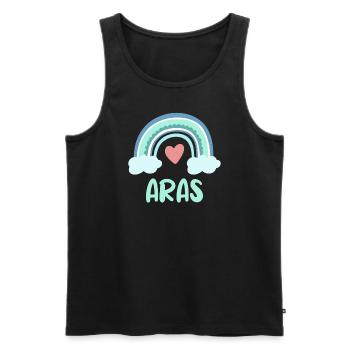 Aras Name Regenbogen Baby - Männer Premium Bio Tank Top - Schwarz - Vorne - Michal (187cm)