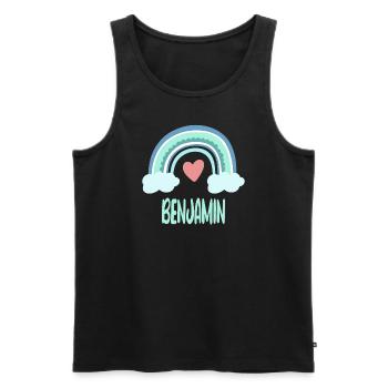 Benjamin Name Regenbogen Baby - Männer Premium Bio Tank Top - Schwarz - Vorne - AI Model Male 178 light (178cm)