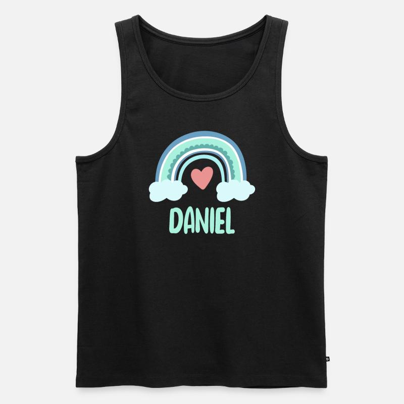 Daniel Name Regenbogen Baby - Männer Premium Bio Tank Top - Schwarz