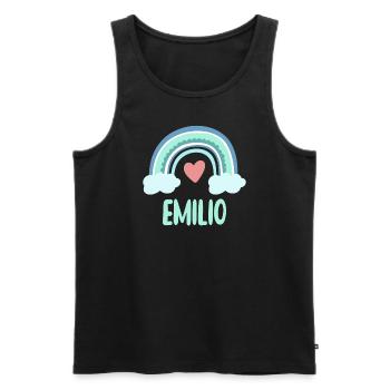 Emilio Name Regenbogen Baby - Männer Premium Bio Tank Top - Schwarz - Vorne - AI Model Male 178 light (178cm)