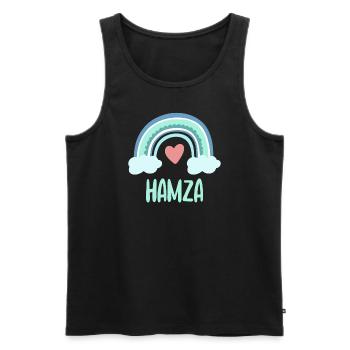 Hamza Name Regenbogen Baby - Männer Premium Bio Tank Top - Schwarz - Vorne - Michal (187cm)