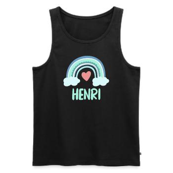 Henri Name Regenbogen Baby - Männer Premium Bio Tank Top - Schwarz - Vorne - AI Model Male 178 light (178cm)