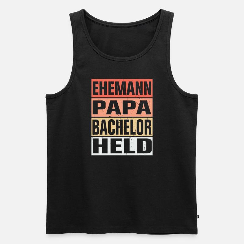 Bachelor Vater Ehemann Held - Männer Premium Bio Tank Top - Schwarz