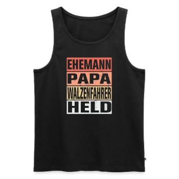 Walzenfahrer Vater Ehemann Held - Männer Premium Bio Tank Top - Schwarz - Vorne - Michal (187cm)