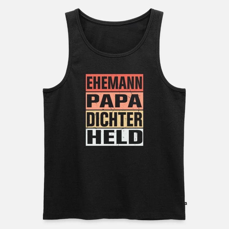 Dichter Vater Ehemann Held - Männer Premium Bio Tank Top - Schwarz