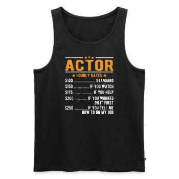Performers Hourly wage - Men's Premium Organic Tank Top - black - Front - AI Model Male 178 light (178cm)