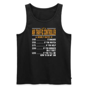 Salaire horaire des contrôleurs de la circulation aérienne - Débardeur bio Premium Homme - noir - Devant - AI Model Male 178 light (178cm)