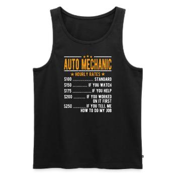 Car mechanic hourly wage - Men's Premium Organic Tank Top - black - Front - AI Model Male 178 light (178cm)