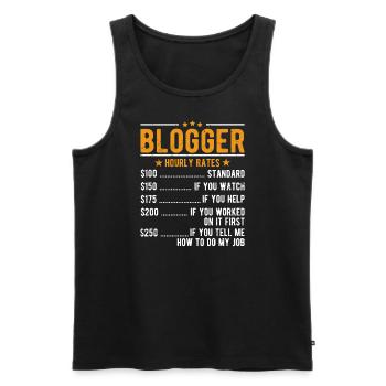 Blogger Salaire horaire - Débardeur bio Premium Homme - noir - Devant - Michal (187cm)