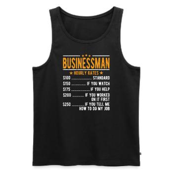 Businessman Hourly wage - Men's Premium Organic Tank Top - black - Front - Michal (187cm)