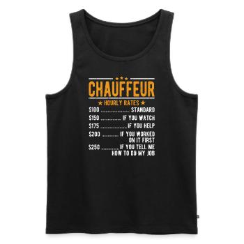 Chauffeur hourly wage - Men's Premium Organic Tank Top - black - Front - AI Model Male 178 light (178cm)