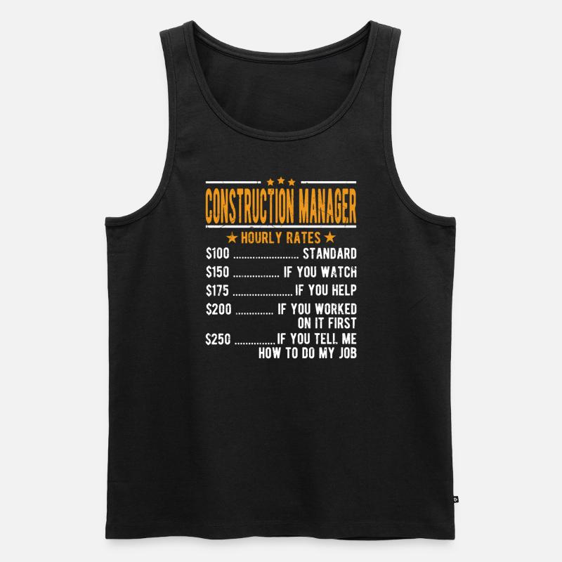 Bauleiter Stundenlohn - Männer Premium Bio Tank Top - Schwarz
