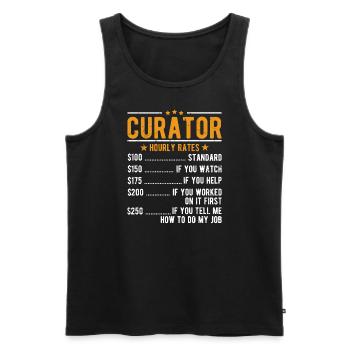 Kurator Stundenlohn - Männer Premium Bio Tank Top - Schwarz - Vorne - AI Model Male 178 light (178cm)