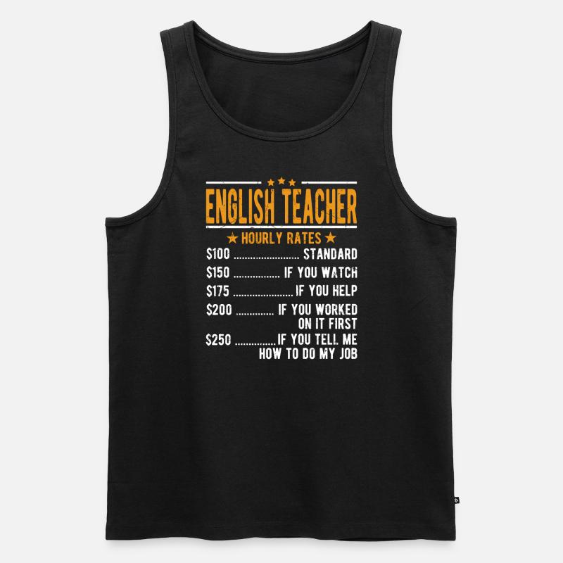 Englischlehrer Stundenlohn - Männer Premium Bio Tank Top - Schwarz