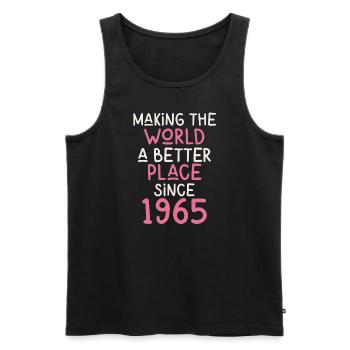 Making the World a better place since 1965 - Männer Premium Bio Tank Top - Schwarz - Vorne - Michal (187cm)