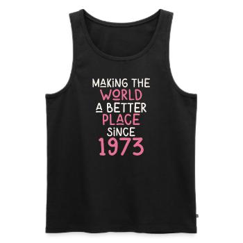 Making the World a better place since 1973 - Männer Premium Bio Tank Top - Schwarz - Vorne - Michal (187cm)