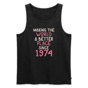 Making the World a better place since 1974 - Männer Premium Bio Tank Top - Schwarz - Vorne - Michal (187cm)