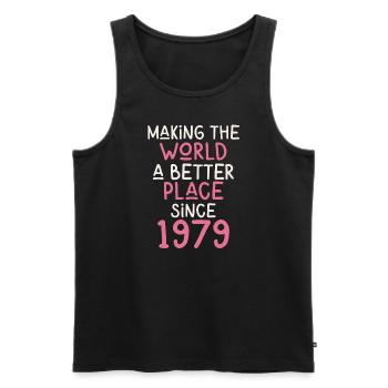 Making the World a better place since 1979 - Männer Premium Bio Tank Top - Schwarz - Vorne - Michal (187cm)