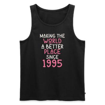 Making the World a better place since 1995 - Männer Premium Bio Tank Top - Schwarz - Vorne - Michal (187cm)